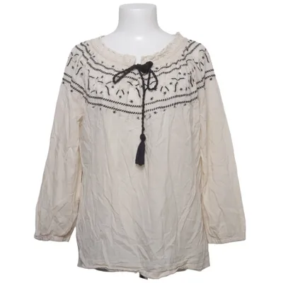 Blus (Beige, Svart) från Gharani Strok Bomull