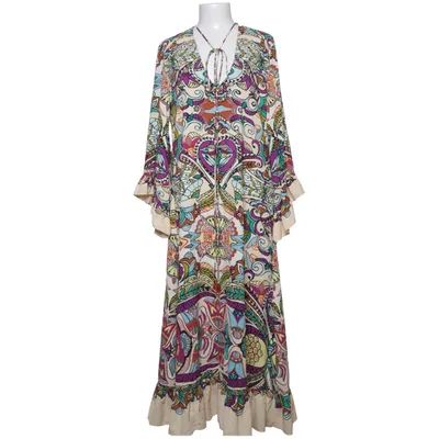Maxi jurk (Beige, Meerkleurig) van Zara Polyester