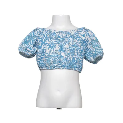 Crop top (Blanc, Bleu) de Zara Coton
