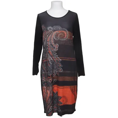Jurk (Zwart, Oranje, Grijs) van Ambria Elastaan, Polyester, Viscose
