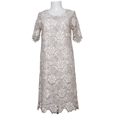 Jurk (Beige, Wit) van Gina Bacconi Elastaan, Polyester