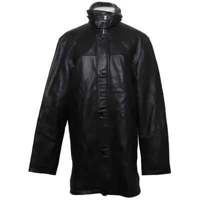 Leather coat (Black) from Chevirex Acrylic, Leather, Polyester