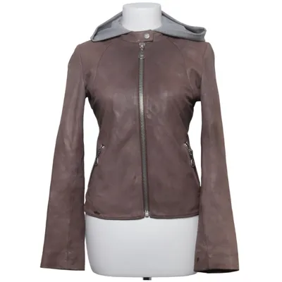 Leather jacket (Brown, Gray) from Doma Acetate, Cotton, Leather