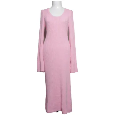 Klänning (Ribbstickad, långärmad, rosa, bubbelgumsrosa, midsommar, fest, vårklänning.) från Lindex Bomull, Polyester