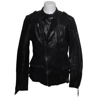 Bikerjacke (Schwarz) von Tigha Baumwolle, Leder, Polyester