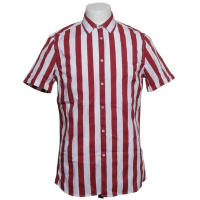 Chemise à manches courtes (Rouge, Blanc) de Zara Coton, Élasthane, Polyamide