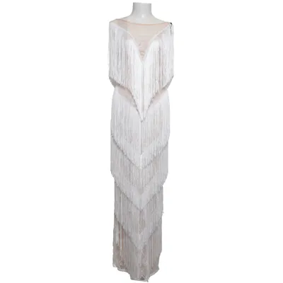 Aftonklänning (Vit, Beige) från Sunfere Elastan, Polyester