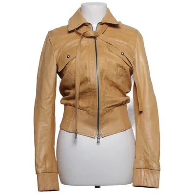 Lederjacke (Beige) von Patrizia Pepe Baumwolle, Leder, Polyester, Viskose