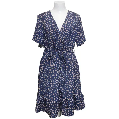 Wrap dress (Blue, Beige) from Shein Curve Polyester