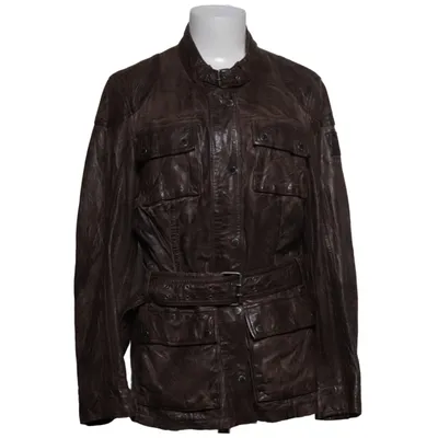 Leren jack (Bruin) van Mauritius Katoen, Leer, Polyester