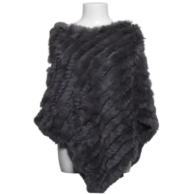 Pälsponcho (Grå) från Hollies Akryl, Kaninpäls