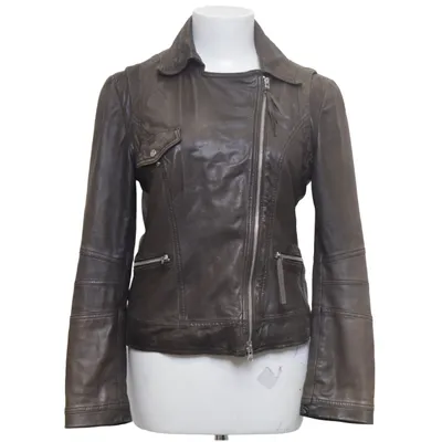 Bikerjacka (Grå) från Max & Co. Bomull, Skinn, Polyester