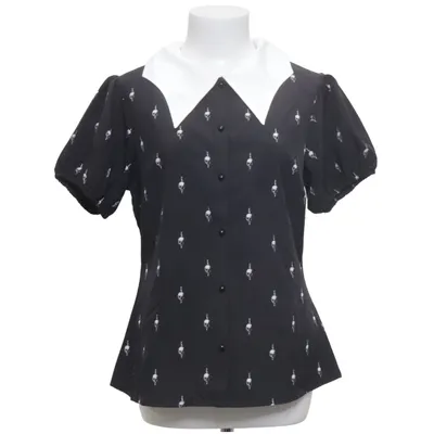 Kortärmad skjorta (Svart, Vit) från Killstar Elastan, Polyester