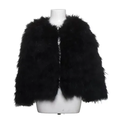 Pälsjacka (Svart) från Nardaler Rävpäls, Polyester, Kaninpäls, Ull, Strutsfjädrar
