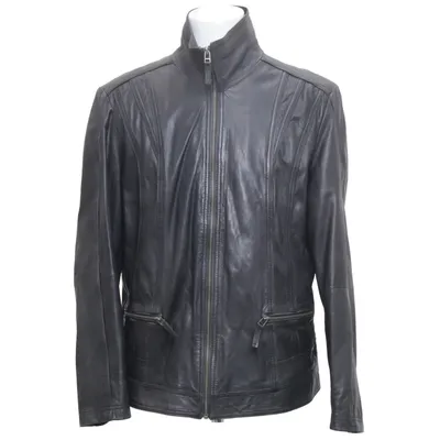 Leather jacket (Gray) from Saki Leather, Polyester