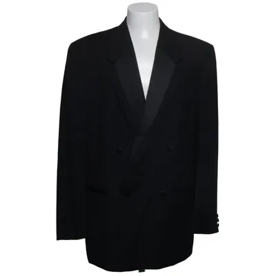 Smoking blazer (Zwart) van Masterhand Viscose, Wol