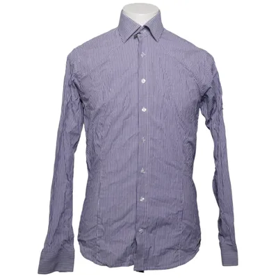 Shirt (Blauw, Wit) van Dressmann Premium Collection Katoen, Elastaan