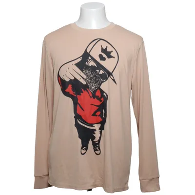 Langærmet t-shirt (Beige, Flerfarvet)