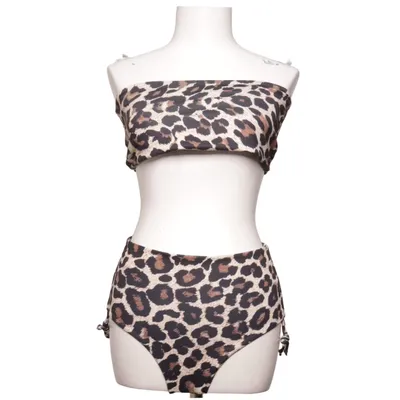 Bikini (Beige, Zwart) van Shein Elastaan, Polyester