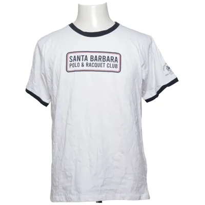 T-shirt (Hvid, Blå) fra Santa Monica Polo Club Bomuld