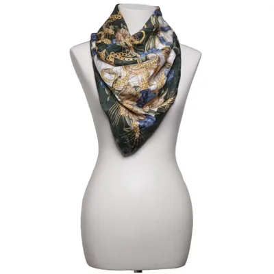 Scarf (Svart, Blå, Flerfärgad) Silke