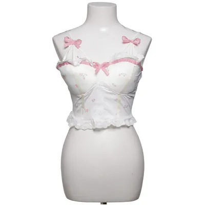 Crop top (Vit, Rosa) från Fashion Classic Bomull, Polyester