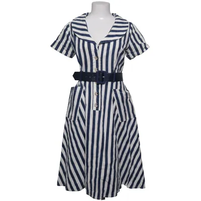 Dress (Blue, White) from Collectif Vintage Cotton, Elastane