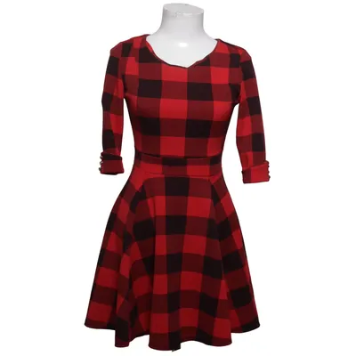 Klänning (Röd, Svart) Elastan, Polyester, Viskos