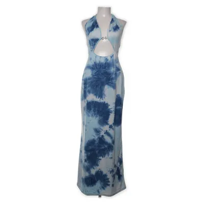 Halterneck dress (Blue, White) from Shein Elastane, Polyester