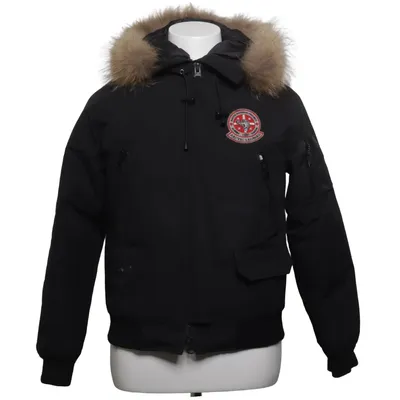 Winter jacket (Black) from Arctic Leopard Cotton, Down, Elastane, Feather, Fur, Polyester