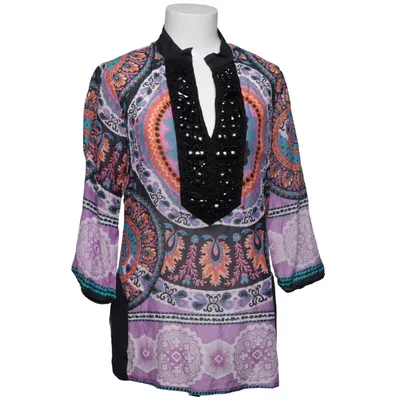 Blouse (Violet, Bleu, Multicolore) de Single Coton, Soie
