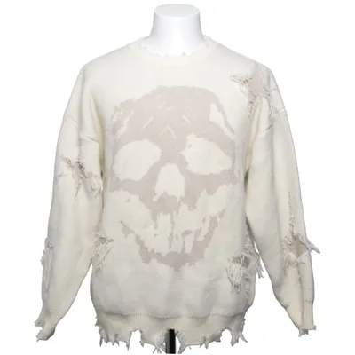 Sweater (Beige, White) Acrylic, Polyamide, Polyester