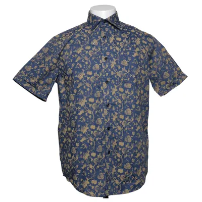 Short sleeve shirt (Blue, Beige) from Perzoni Cotton, Polyester