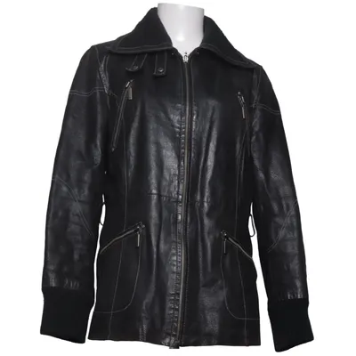 Leren jack (Zwart) van Outfit Leer, Polyester, Viscose