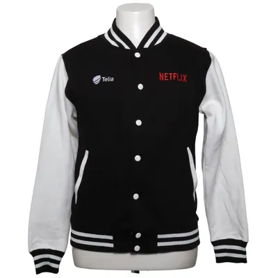 Varsity jacket (Black, White) from Netflix Cotton, Polyester