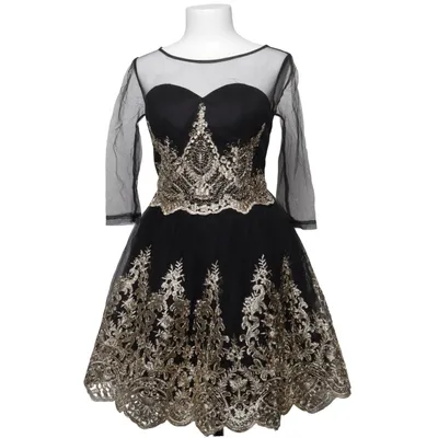 Cocktailjurk (Zwart, Goud) van Chi Chi London Elastaan, Polyamide, Polyester