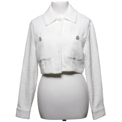 Jakke (Hvid) fra Bershka Bomuld, Polyester