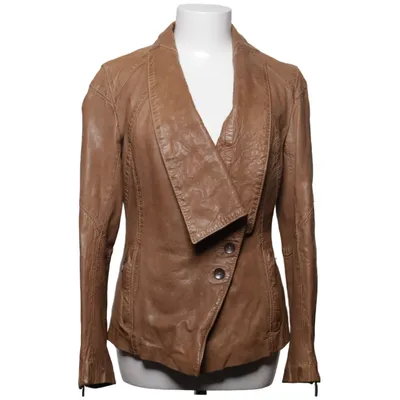 Bikerjakke (Brun) fra Oakwood Bomuld, Læder, Polyester
