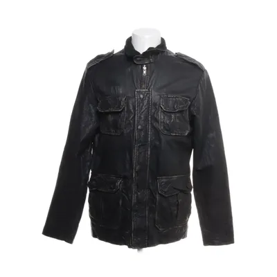 Leren jack (Zwart) van Jack & Jones Vintage Denim Katoen, Leer