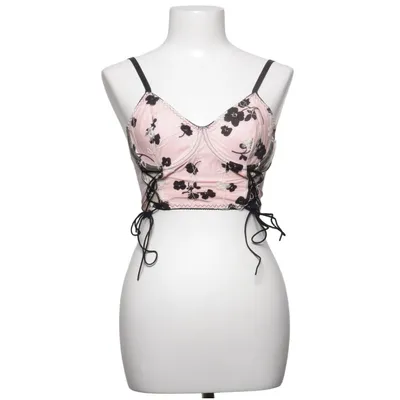 Crop top (Rosa, Svart, Vit) från Romwe Elastan, Polyester