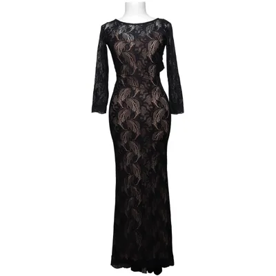 Evening gown (Black) from Kikiriki Elastane, Polyamide