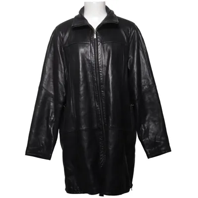 Leather coat (Black) from Leather Legend Leather, Polyester, Viscose