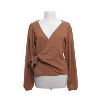 Wrap blouse (Brown) from Lofty Manner Elastane, Polyester