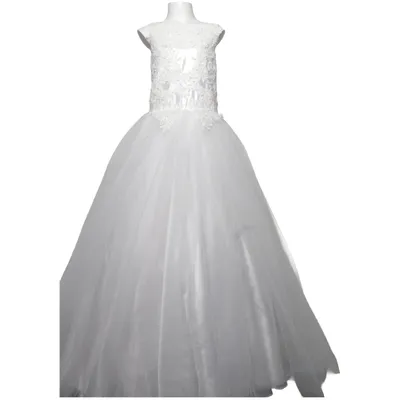 Robe de fille de fleur (Blanc) de Anil Polyester