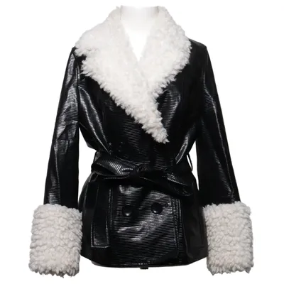 Veste en peau de mouton retournée (Noir, Blanc) de Stand Studio Polyester, Polyuréthane