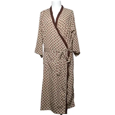 Morgonrock (Beige, Brun) Bomull, Silke