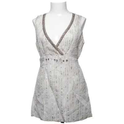Tanktop  (Beige, Hvid) fra Repeat Bomuld, Polyamid, Polyester