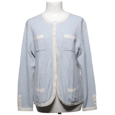 Strickjacke (Blau, Weiß) von Davida Cashmere Kaschmir