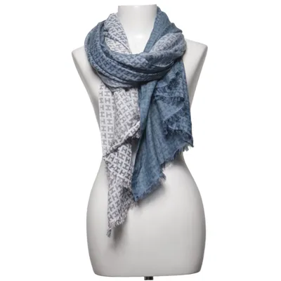 Scarf (Blue, Gray) from Hemisphere Cashmere, Silk