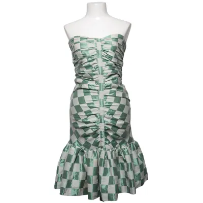 Cocktailkleid (Grün, Weiß) von ROTATE Birger Christensen Leinen, Polyamid, Polyester, Viskose
